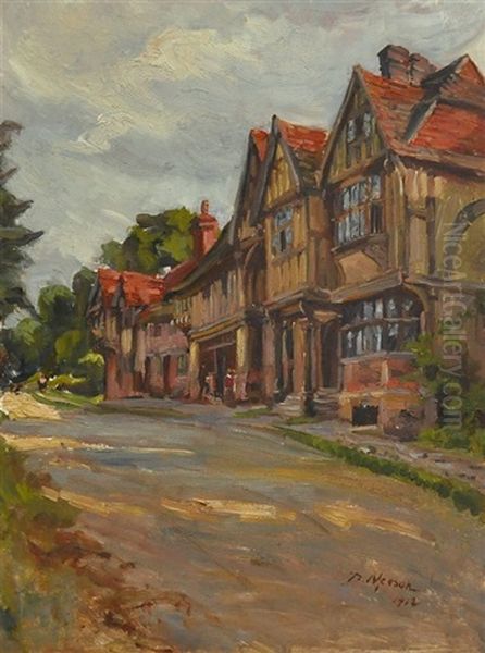 An English Village Oil Painting by Dora Meeson