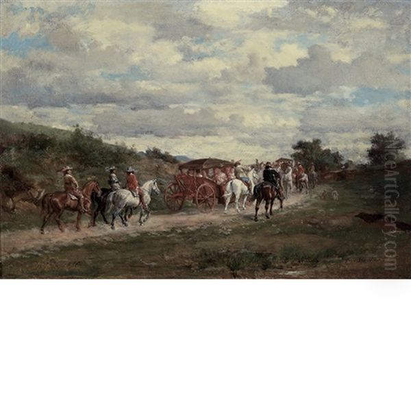 Deux Carosses Oil Painting by Ernest Meissonier