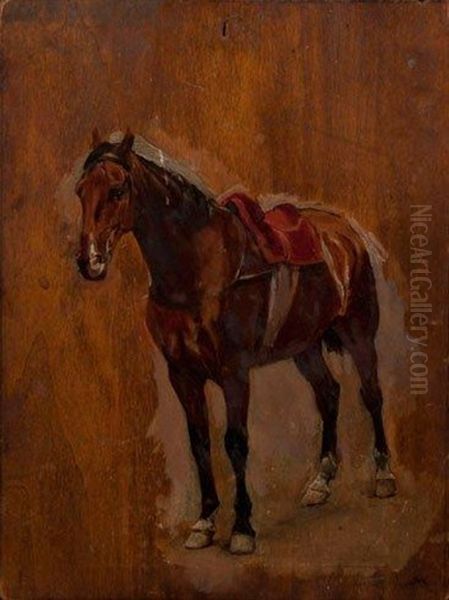 Etude De Cheval Selle (study For Arrivee Au Chateau) Oil Painting by Ernest Meissonier