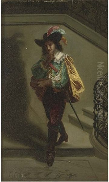 A Cavalier In Contemplation Oil Painting by Ernest Meissonier