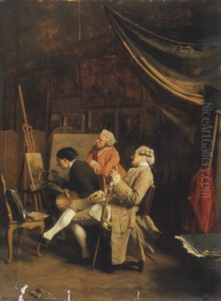 Les Amateurs De Peinture Oil Painting by Ernest Meissonier