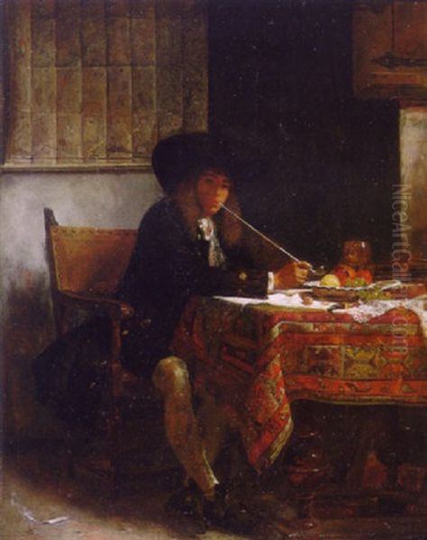 The Seated Cavalier Oil Painting by Ernest Meissonier
