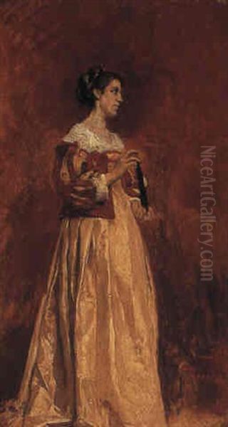 A Portrait Of A Young Lady Oil Painting by Ernest Meissonier