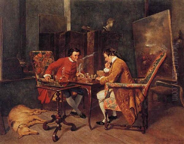 The Chess Players Oil Painting by Jean Charles Meissonier