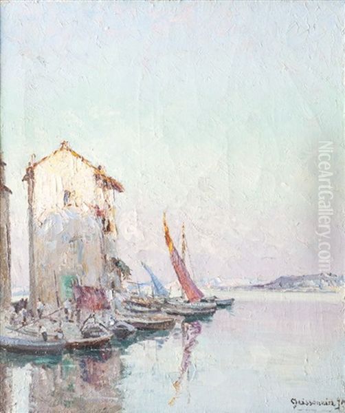 Vue Des Martigues Oil Painting by Joseph (Francois Xavier) Meissonnier