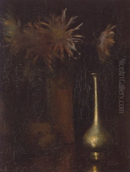 Chrysanthemums Oil Painting by Duncan Max Meldrum