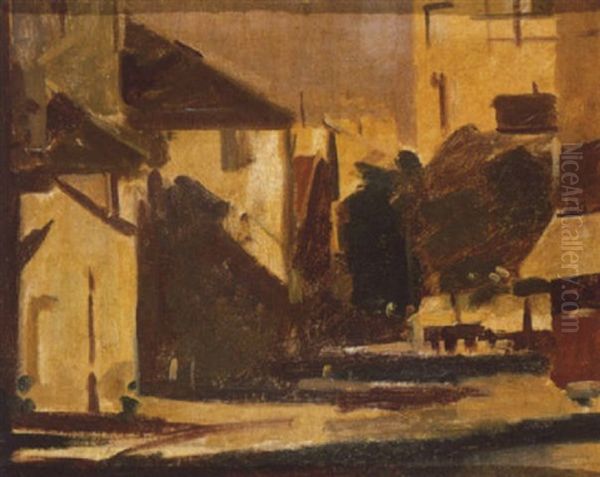 Street Scene In Paris, Clamart Oil Painting by Duncan Max Meldrum