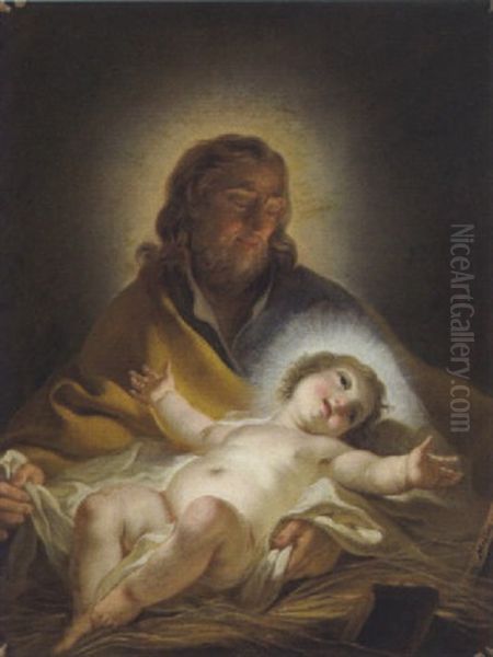 Der Heilige Joseph Mit Dem Jesusknaben Oil Painting by Joseph Melling