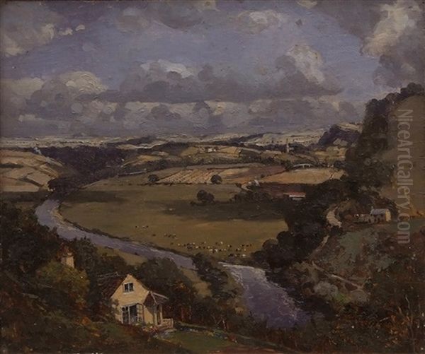 Extensive View At Symonds Yat Oil Painting by Campbell A. Mellon