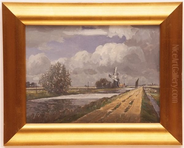 The New Cut Near Haddiscoe Oil Painting by Campbell A. Mellon