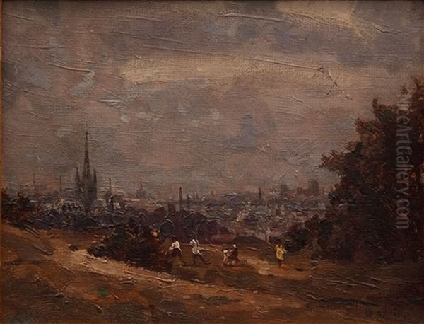 View Over Mousehold, Norwich Oil Painting by Campbell A. Mellon
