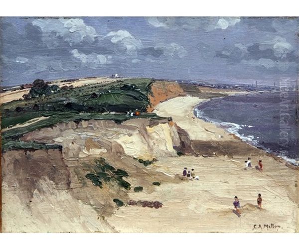 Hopton On Sea - Late Aug 1927 Oil Painting by Campbell A. Mellon