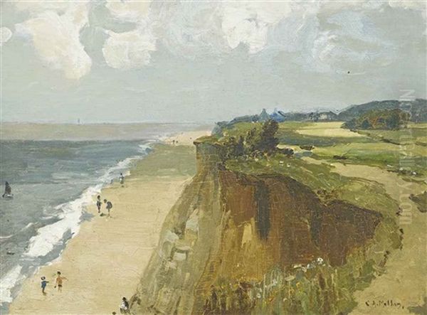 The Cliff Path, Hopton, Norfolk (recto) (+ The Cliffs At Hopton (verso); 2 Works) Oil Painting by Campbell A. Mellon