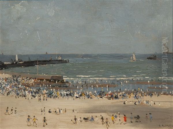 Afternoon August, Gorleston - Veiled Sunshine Sketch Oil Painting by Campbell A. Mellon