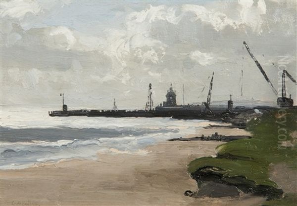 Gorleston Pier, Great Yarmouth Oil Painting by Campbell A. Mellon