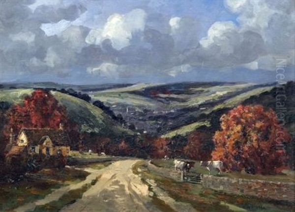 The Stroud Valley Late Oct Oil Painting by Campbell A. Mellon