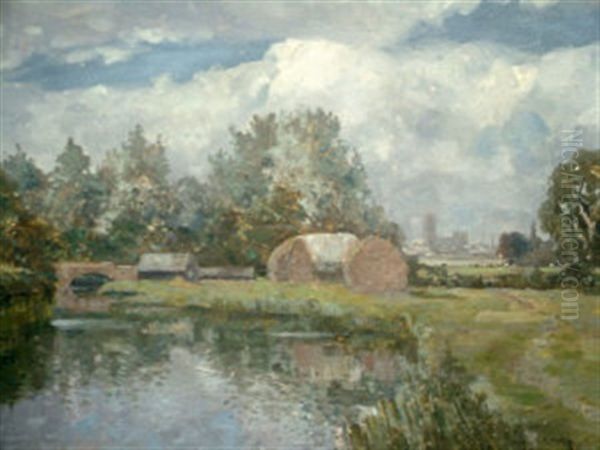 Canterbury From Fordwyche (+ 3 Others; 4 Works) Oil Painting by Campbell A. Mellon