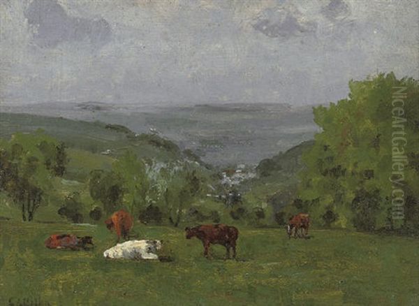 The Golden Valley, Stroud (from Minchimhampton In May) Oil Painting by Campbell A. Mellon