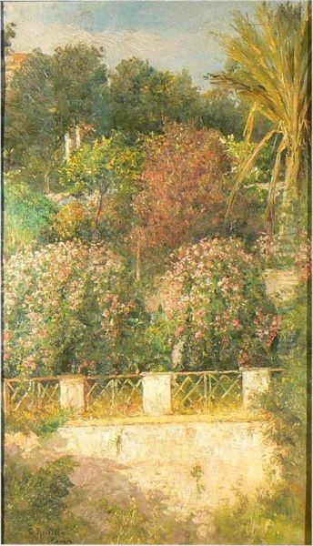 Angolo Fiorito Di Villa Borghese Oil Painting by Cesare Bertolla
