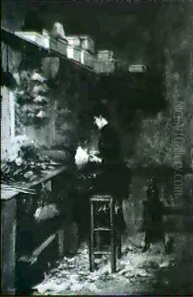 The Feather Duster Shop Oil Painting by Graciano Mendilaharzu