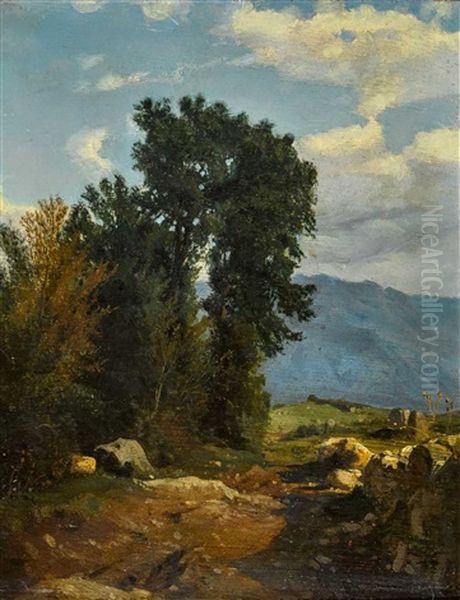 Felsige Landschaft In Den Voralpen (baumgruppe) Oil Painting by Barthelemy Menn
