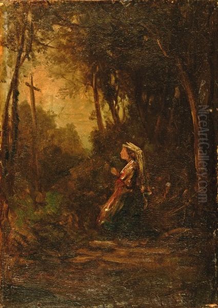 Jeune Fille Italienne (betende) Oil Painting by Barthelemy Menn
