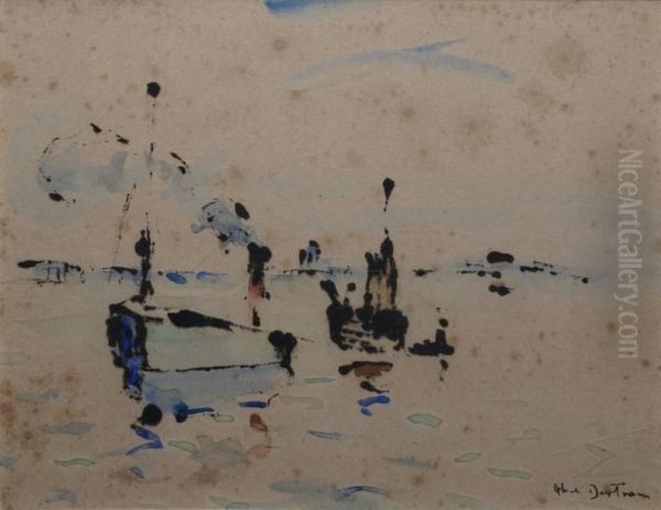 Bateaux En Mer Oil Painting by Abel Bertram