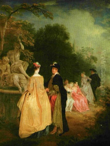 Scene Galante Dans Un Parc Oil Painting by Philip Mercier