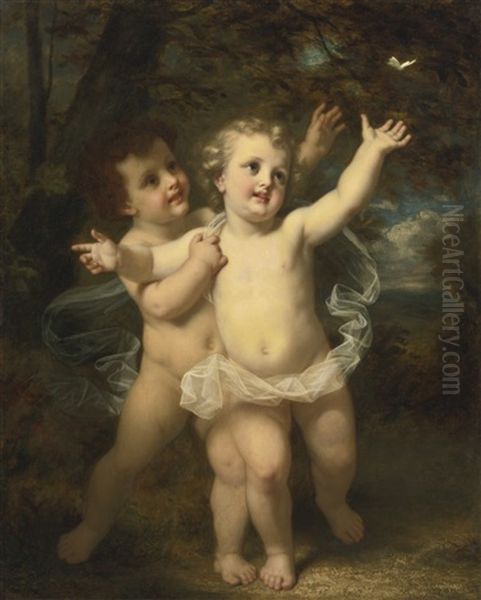The Butterfly Oil Painting by Hugues Merle