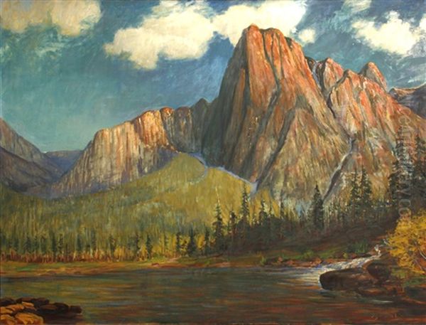 Mountain Lake Oil Painting by James Arthur Merriam