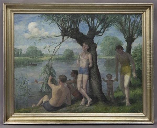 Untitled (the Bathers) Oil Painting by Felix Meseck