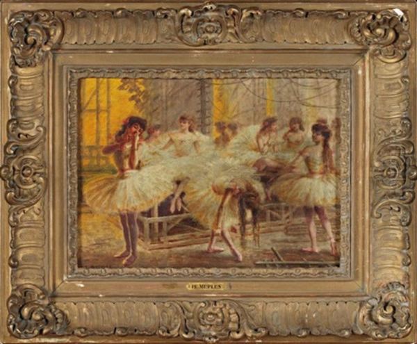 Le Foyer De L'opera Oil Painting by Paul EugA篓ne Mesples