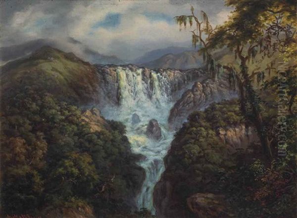 Los Chorros De Las Escabas En La Provincia De Tucuman Oil Painting by Adolf Methfessel