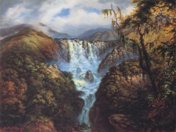 Los Chorros De Las Escabas En La Provincia De Tucuman Oil Painting by Adolf Methfessel