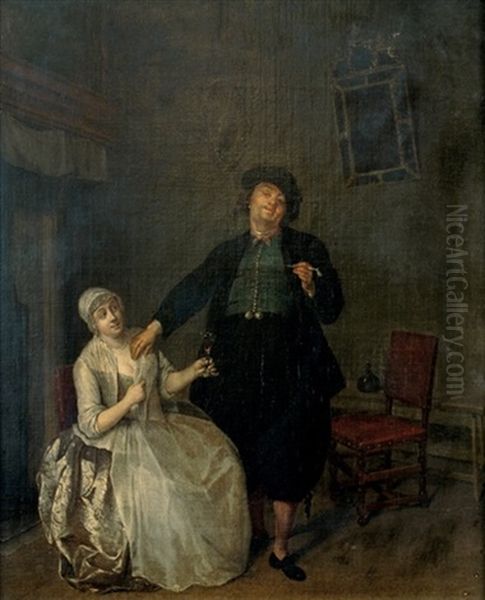 Couple Dans Un Interieur Oil Painting by Gabriel Metsu