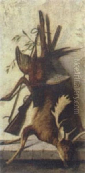 Still Life With Boar And Deer Oil Painting by Michelangelo Meucci