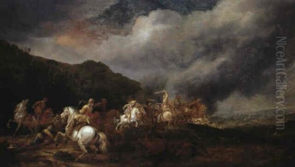 Ryttarbatalj Oil Painting by Pieter Meulener