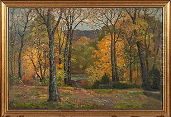 Fall Landscape Oil Painting by Charles Alfred Meurer