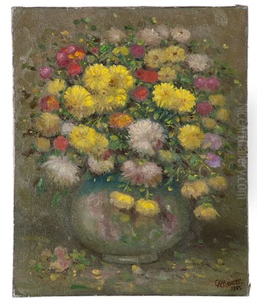 Still Life Of Flowers Oil Painting by Charles Alfred Meurer