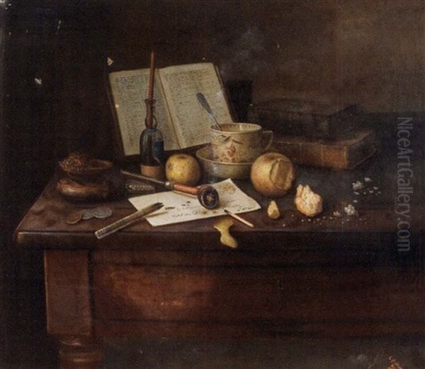 Nature Morte A La Pipe Oil Painting by Charles Alfred Meurer