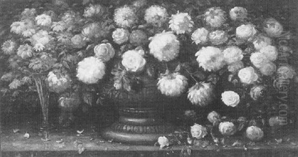 Floral Still Life Oil Painting by Charles Alfred Meurer