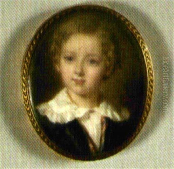 Jeune Enfant Au Col De Dentelle Oil Painting by Francois Meuret