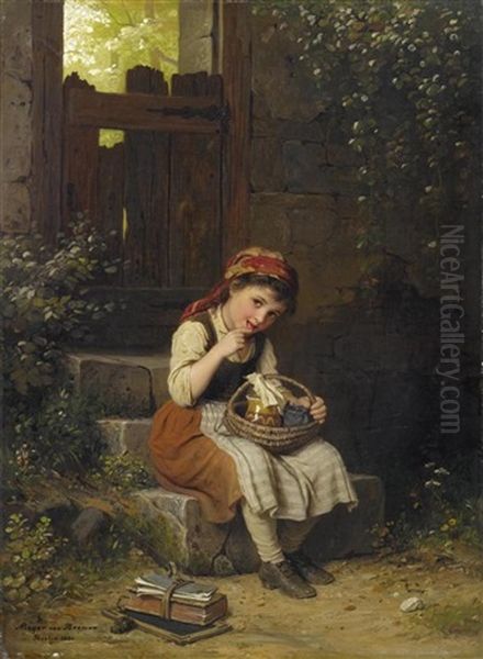 Die Honigschleckerin Oil Painting by Johann Georg Meyer von Bremen