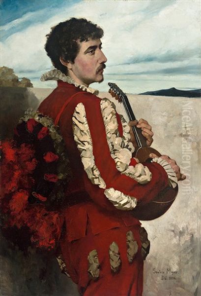 Portrait Eines Sudlandischen Barden Im Historischen Habit Oil Painting by Sophie Meyer