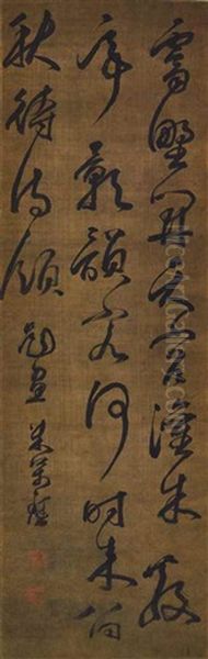 Five-character Poem In Cursive Script Oil Painting by  Mi Wanzhong