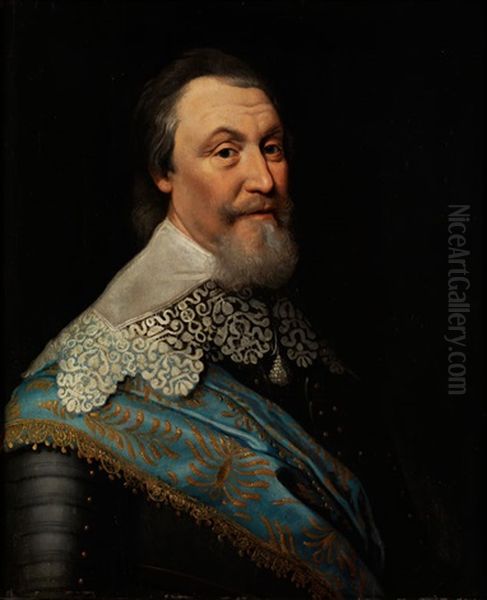 Bildnis Des Schwedischen Ministers Und Feldherrn Axel Ochsenstierna Von Sodermore (1583 - 1654) Unter Konigin Christina Von Schweden Oil Painting by Michiel Janszoon van Mierevelt