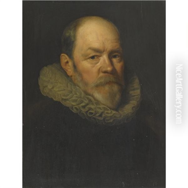 Portrait Of Paulus Van Beresteyn, Mayor Of Delft, Half Length, Wearing A Black Shirt And White Ruff Oil Painting by Michiel Janszoon van Mierevelt