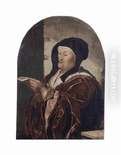 An Old Woman Singing Oil Painting by Frans van Mieris
