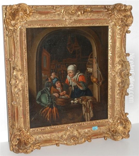 Der Fischverkaufer Oil Painting by Willem Van Mieris Leiden
