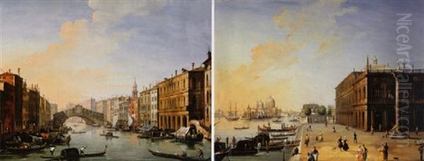 Le Grand Canal Avec Le Pont Du Rialto Oil Painting by Giovanni Migliara